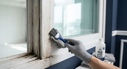 Close-up of a professional cleaning process